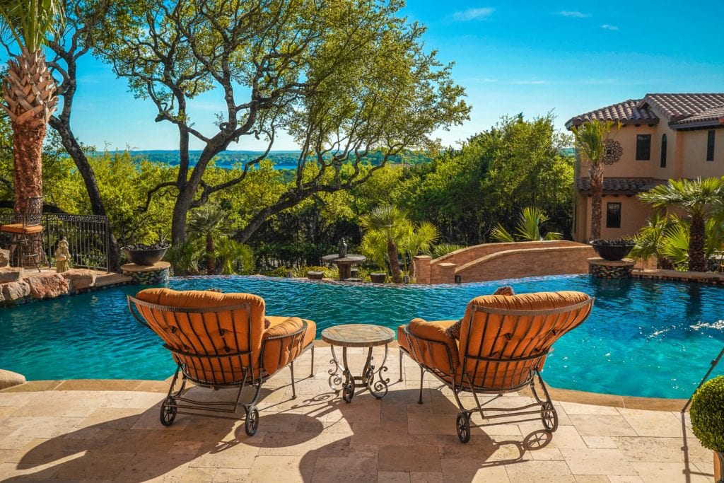 Relaxing view of the pool