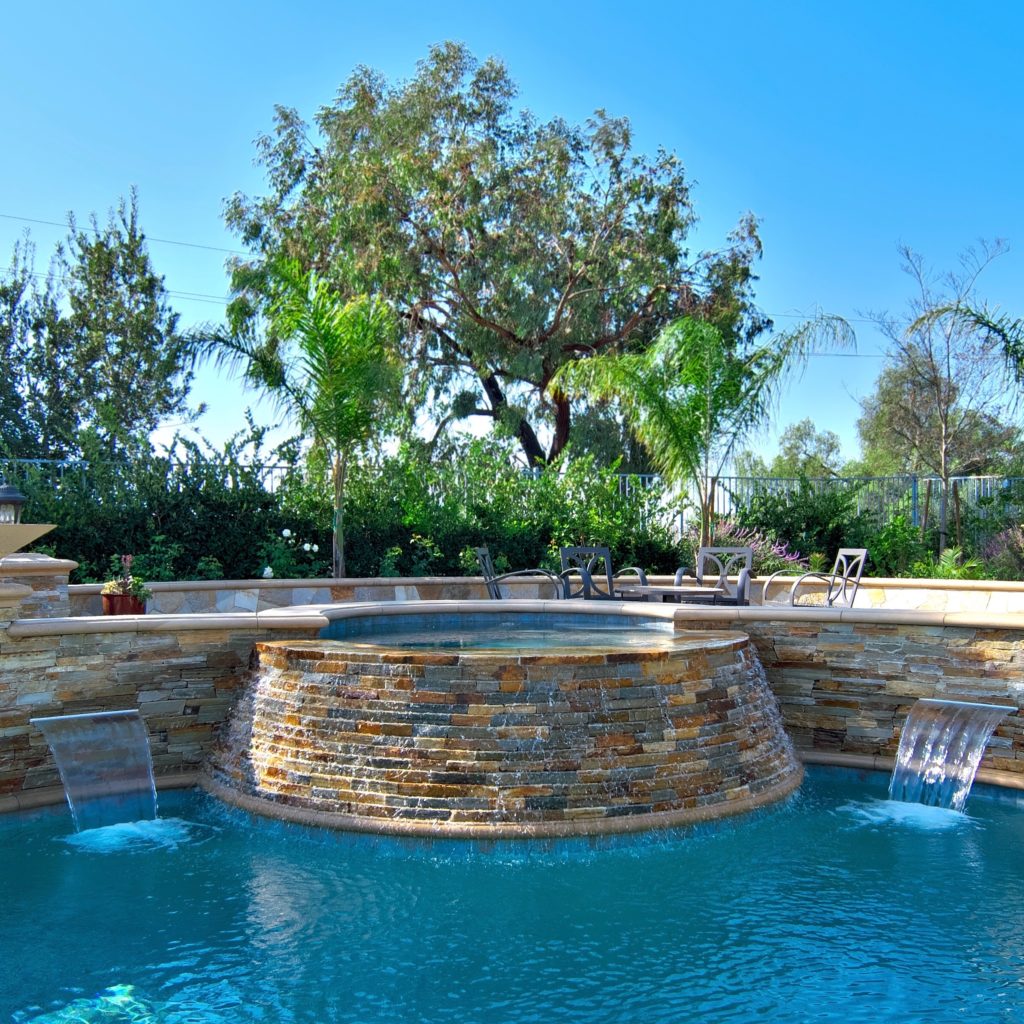 Swimming pool with spa