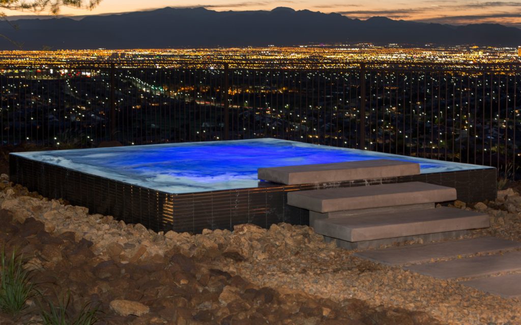 Swimming pool with a city view